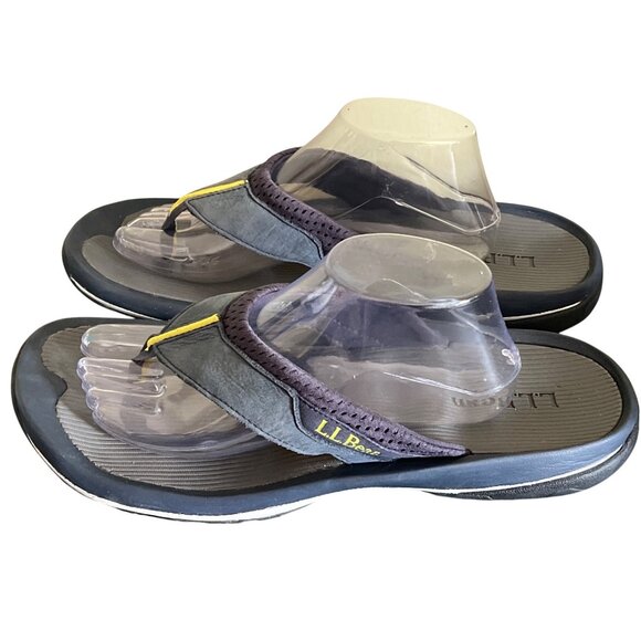 L.L.Bean Mens Swift River Flip Flops 12 M Navy & Gray Gorpcore Outdoors - Picture 1 of 8
